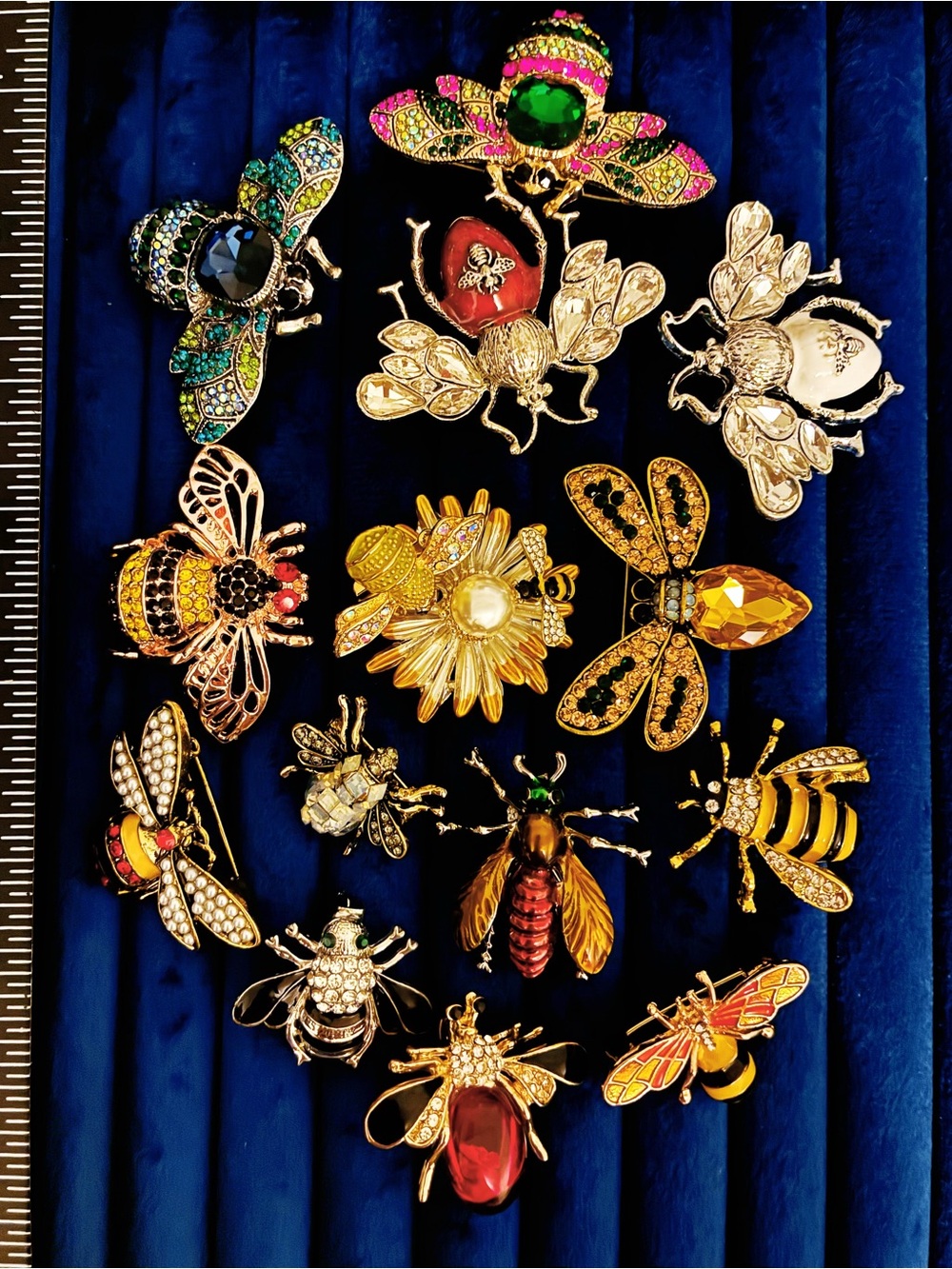 Lot of 15 Bee Brooch Pins Enamel Crystal Insect Statement Set
